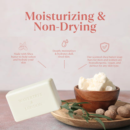 English Rose Scented Natural Soap Bars for Women & Men (2 X 7Oz) – Moisturizing Triple-Milled Soap Bars Enriched with Shea Butter – Plant-Based Bath & Body Bar for All Skin Types