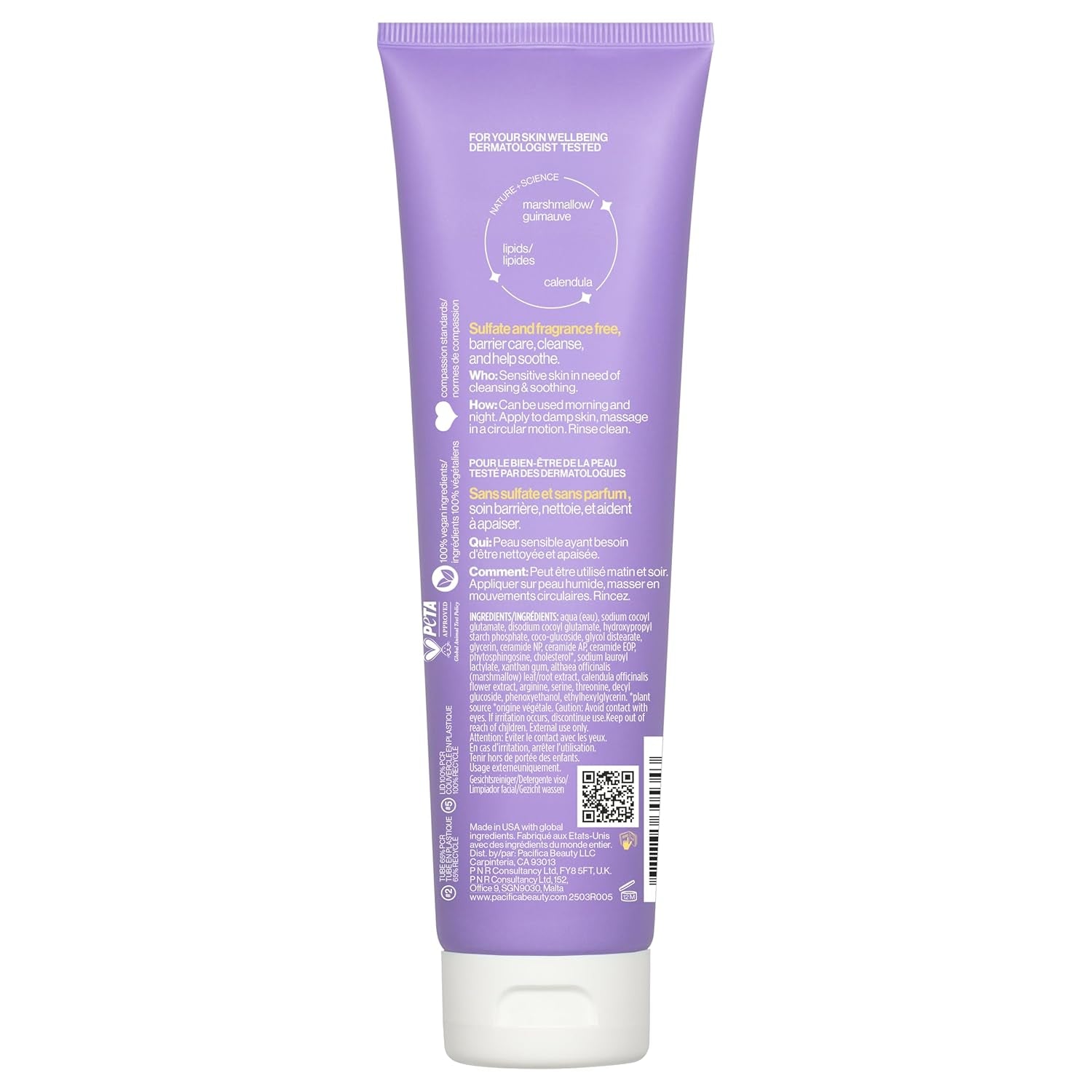 Face Wash for Sensitive Skin Facial Cleanser Vegan Ceramide Barrier Repair Extra Gentle for Daily Fragrance Free for Sensitive Skin, Clean Beauty, Vegan & Cruelty-Free Dermatologist Tested