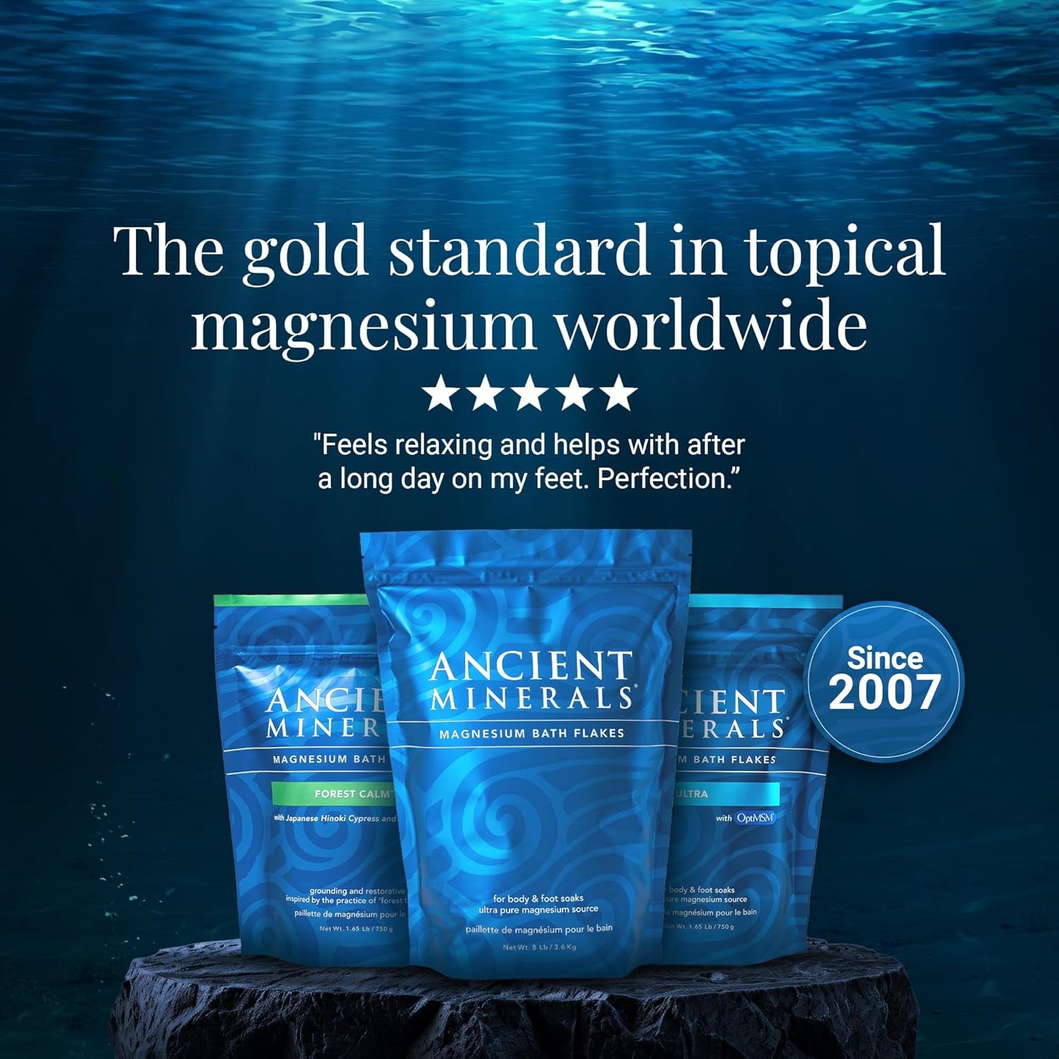 Magnesium Bath Flakes of Pure Genuine Zechstein Chloride - Resealable Magnesium Supplement Bag That Will Outperform Leading Epsom Salts 1.65 Lbs